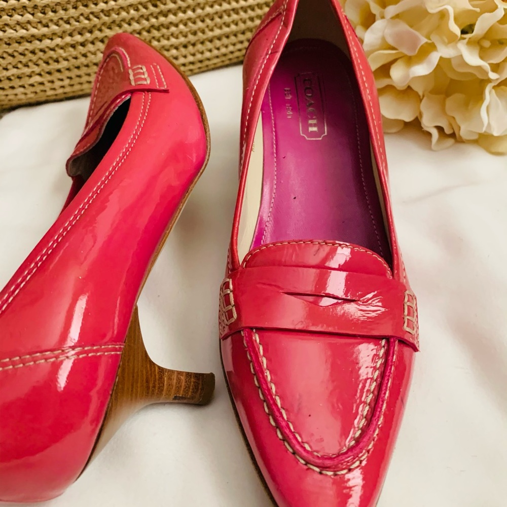 Patent pink Coach heels-gently used